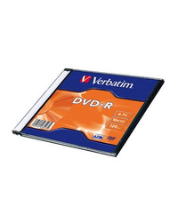 DVD-R, VERBATIM,4,7 GB,16X,MATT SILVER SLIM CASE
