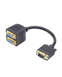 Video spliter GEMBIRD 1 to 2 VGA, 2xHD15F, 1xHD15M, 0,2m, black, CC-VGAX2-20CM