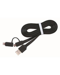 USB 2,0 kabal charging combo cable microUSB + iPhone, black, 1 m, FLAT GEMBIRD CC-USB2-AMLM2-1M