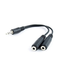 Audio kabl spliter, 3,5mm stereo to 2x3,5mm stereo, 10cm, GEMBIRD CCA-415-0.1M, black
