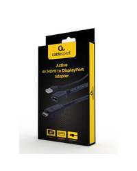HDMI adapter GEMBIRD A-HDMIM-DPF-01 Active 4K HDMI to DisplayPort adapter, black