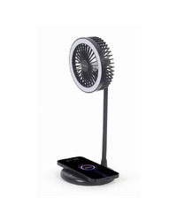 Desktop ventilator sa LED svjetlom + wireless charger GEMBIRD TA-WPC10-LEDFAN-01