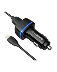 AUTO PUNJAČ BOROFONE BZ14 MAX - 2XUSB - 2,4A SA USB NA LIGHTNING KABLOM CRNI