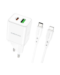 USB punjač sa kablom 1m Type-C to iPhone/lightning BOROFONE BN7 PD20W+QC3.0 set white