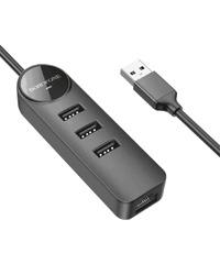 USB HUB + GLAN Ethernet Adapter BOROFONE DH6 Erudite 4-in-1, USB3.0x3 +RJ45 black