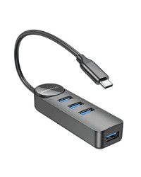 USB HUB Type-C BOROFONE DH5 Erudite 4 port black, USB3.0