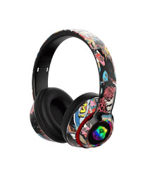 Slušalice bluetooth L750 HiFi RGB stickerbomb design, black