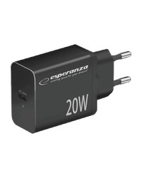 USB punjač Type-C fast charger, ESPERANZA QUICK POWER CHARGER 20W USB-C PD, BLACK, EZC104K