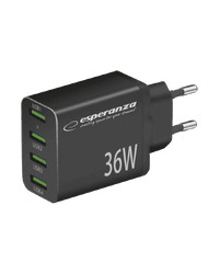 USB punjač 4xUSB-A, ESPERANZA  QUICK POWER CHARGER 36W 4x USB-A QC 3.0 18W, EZC107K
