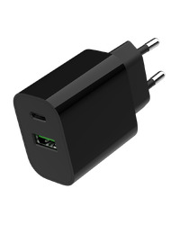 USB punjač 1xType-C + 1xUSB-A fast charger, 20W, black GEMBIRD, TA-UC-PDQC20-01-BK