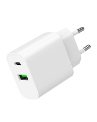 USB punjač 1xType-C + 1xUSB-A fast charger, 20W, white GEMBIRD, TA-UC-PDQC20-01-W