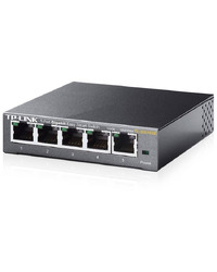 TP-Link TL-SG105E 5-Port Gigabit Desktop Easy Smart Switch, 5 10/100/1000Mbps RJ45 ports, MTU/Port/Tag-based VLAN, QoS, IGMP Snooping, Green technology, Metal Casing, Desktop/Wall mount