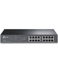 TP-Link TL-SG1016PE 16-Port Gigabit Desktop/Rackmount PoE+ Easy Smart Switch, 16 Gigabit RJ45 ports including 8 PoE+ ports, 110W PoE Power supply, PoE Management, MTU/Port/Tag-based VLAN, QoS, IGMP Snooping, Steel case, Green Ethernet