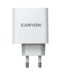 CANYON H-65, GAN 65W charger  Input:  100V-240V Output: 5.0V3.0A /9.0V3.0A /12.0V-3.0A/ 15.0V-3.0A /20.0V3.25A , Eu plug, Over- Voltage ,  over-heated, over-current and short circuit protection Compliant with CE RoHs,ERP. Size: 53*53*29mm, 110g, White