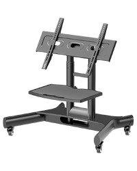 ONKRON Tilting Mobile TV Stand for 32'' – 70 Inch LCD LED OLED TV Screens & Touch Panels Rolling TV Cart on Wheels with Shelf, Black