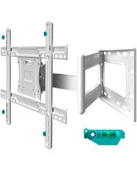 ONKRON Full Motion TV Wall Mount for 40 to 75-inch Flat Panel TVs Digital Panels 68,2 kg, White