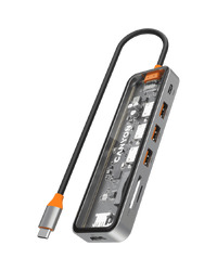 CANYON hub DS-13 7in1 4k USB-C Transparent Space Grey