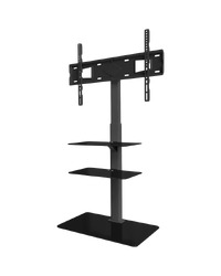 ONKRON Universal Floor TV Stand Tempered Glass Base and Shelves for 32-65'' TVs, Black