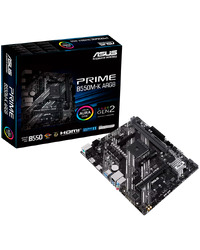 ASUS PRIME B550M-K ARGB AM4 mATX MB - AMD B550 2xDIMM DDR4 2xM.2 4xSATA PCIe 4.0 1Gb Ethernet 1xDisplayPort 1xHDMI with Aura Sync