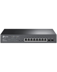 TP-Link SG2210MP Omada 10-Port Gigabit Smart Switch with 8-Port PoE+, 8× G PoE+ ports and 2× G SFP slots, 150 W total PoE budget, Omada app, Static Routing, VLAN, ACL, QoS, IGMP Snooping, Zero-Touch Provisioning, QoS Traffic Prioritization