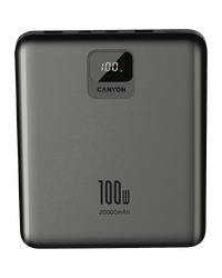 CANYON power bank PB-2008 LED FLAT 20000 mAh PD100W QC3.0 Tamno sivi