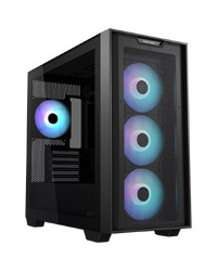 ASUS A21 PLUS Tempered Glass microATX case Black, support for hidden-connector motherboards, 360 mm radiators and 380 mm graphics cards, four pre-installed ARGB fans and clean cable management