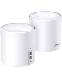 TP-Link Deco X60(2-pack) AX5400 Whole Home Mesh Wi-Fi 6 System, 574 Mbps at 2.4 GHz + 2402 Mbps at 5 GHz,4× Internal Antennas, 2× G Ports (WAN/LAN auto-sensing), Qualcomm 1 GHz Quad-core CPU, 4 Streams for 5 GHz, Deco App, Router/AP Mode, Homecare