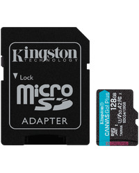 Kingston 128GB microSDXC Canvas Go Plus Gen4 200MB/s A2 U3 V30 Card + Adapter