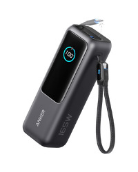 Anker Power Bank (25K, 165W, Built-In USB-C and Retractable Cable) Silver