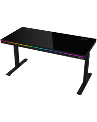 LORGAR Electric Gaming Desk DP80G Dual Motor RGB Glass Black