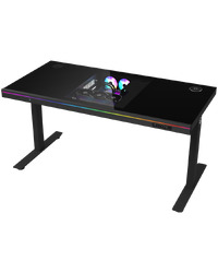LORGAR Electric Gaming Desk DE90G Dual Motor PC Case Glass Black