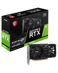 MSI GeForce RTX 3050 Ventus 2X E 6G OC Gaming Graphics Card 6GB GDDR6, 1492 MHz, PCI Express Gen 4, 96-bit, 1x DP (v1.4a), 2X HDMI 2.1 (Supports 4K)