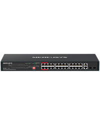 Mercusys MS128GP 28-Port Gigabit Rackmount Switch with 24-Port PoE+, 24x Gigabit PoE+ Ports, 2x Gigabit Non-PoE Ports, and 2x Gigabit SFP Slots, 295 W PoE Power, Rackmountable Steel Case, Extend Mode for 250m PoE Transmitting, Isolation Mode
