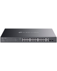 TP-Link ES228GMP Omada 28-Port Gigabit Easy Managed Switch with 24-Port PoE+, 24x Gigabit PoE+ Ports, 2x Gigabit Non-PoE Ports, 2x Gigabit SFP Ports, 384W PoE Power, 1U 19-inch Rack-mountable Steel Case, Omada App.Fast PoE,Perpetual PoE,Flow Control