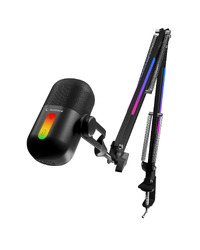 Mikrofon gaming RAMPAGE ARPEJ Black RGB Stand Desktop Microphone with Volume Indicator, 42798